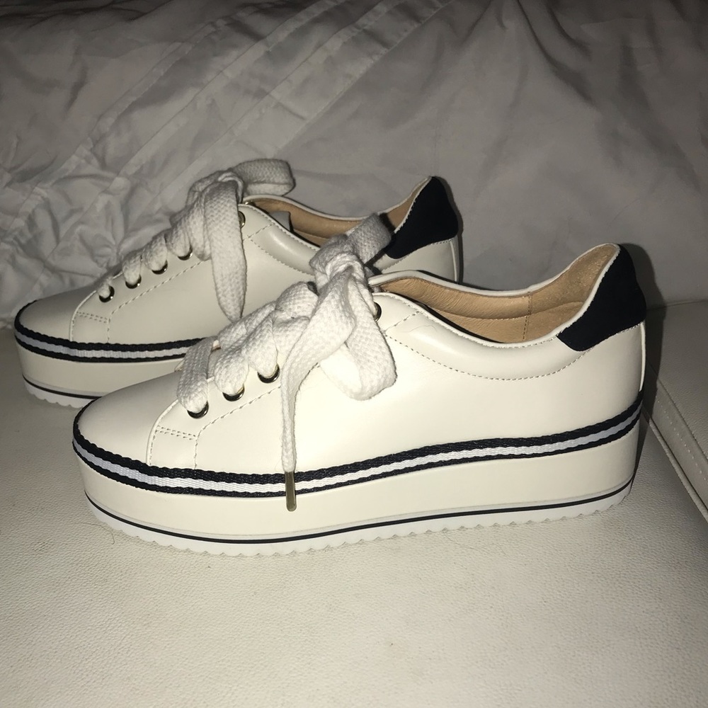 Joie Cream and Black Platform Sneakers